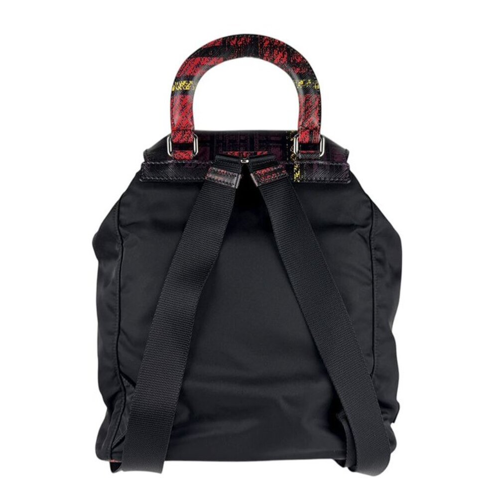 Prada Regal Check Print Black and Red Backpack - Picture 3 of 10